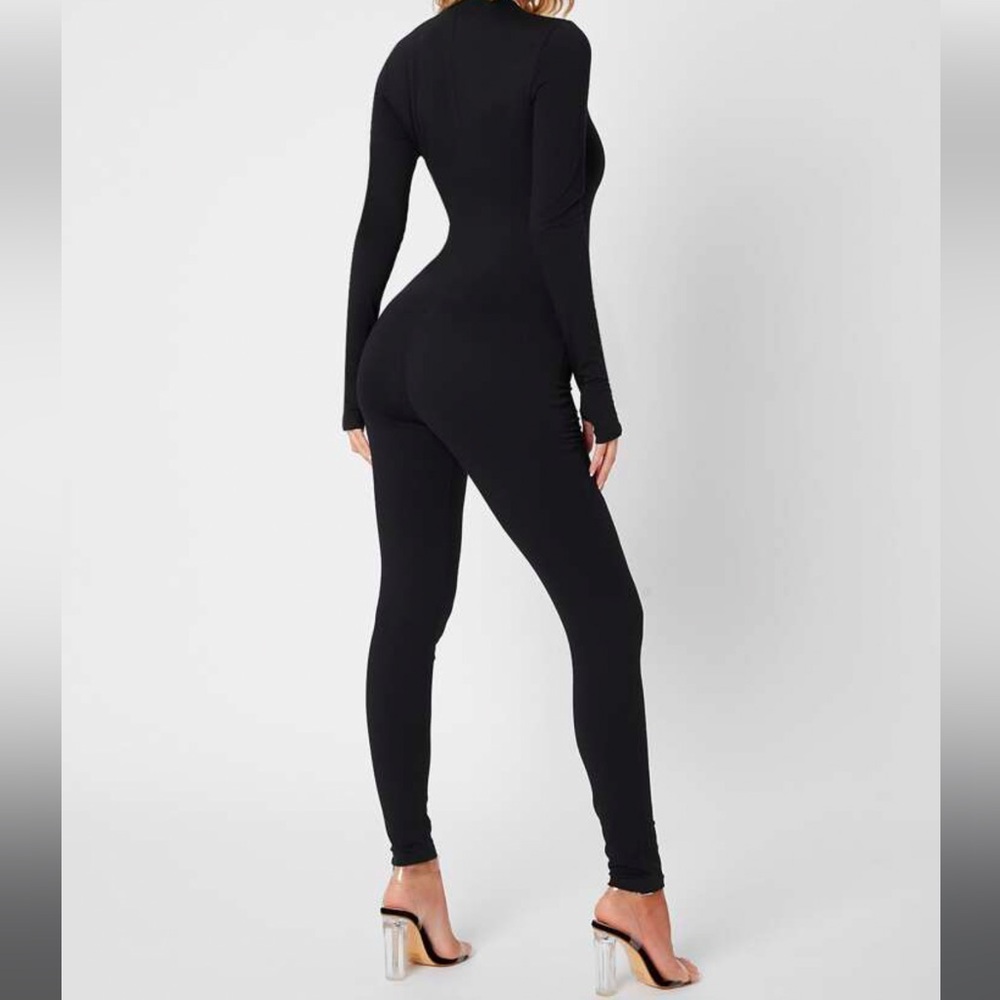 Black Zipper Unitard Jumpsuit - Picture 7 of 7